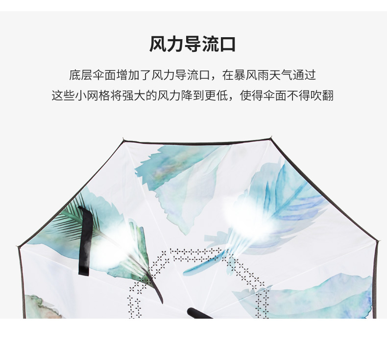 娅恩歌 卡通双层伞面 长柄反向伞 图17
