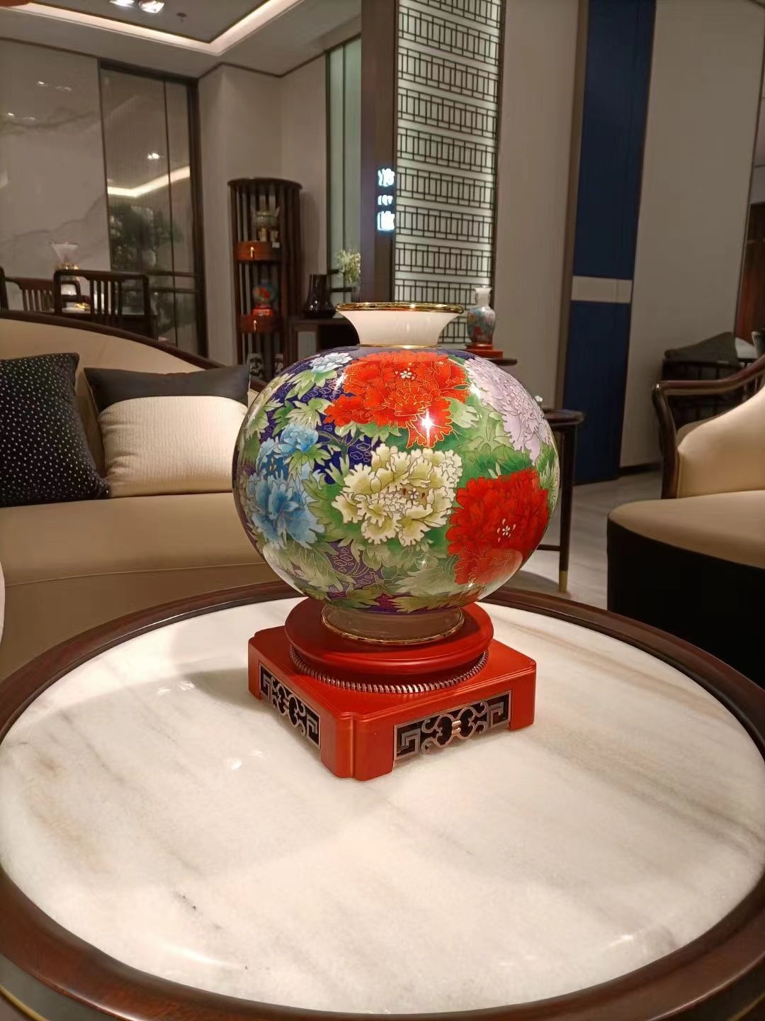 銅 細工 花開富貴平安鎖 装飾品 工芸品 美術品 置物 銅細工