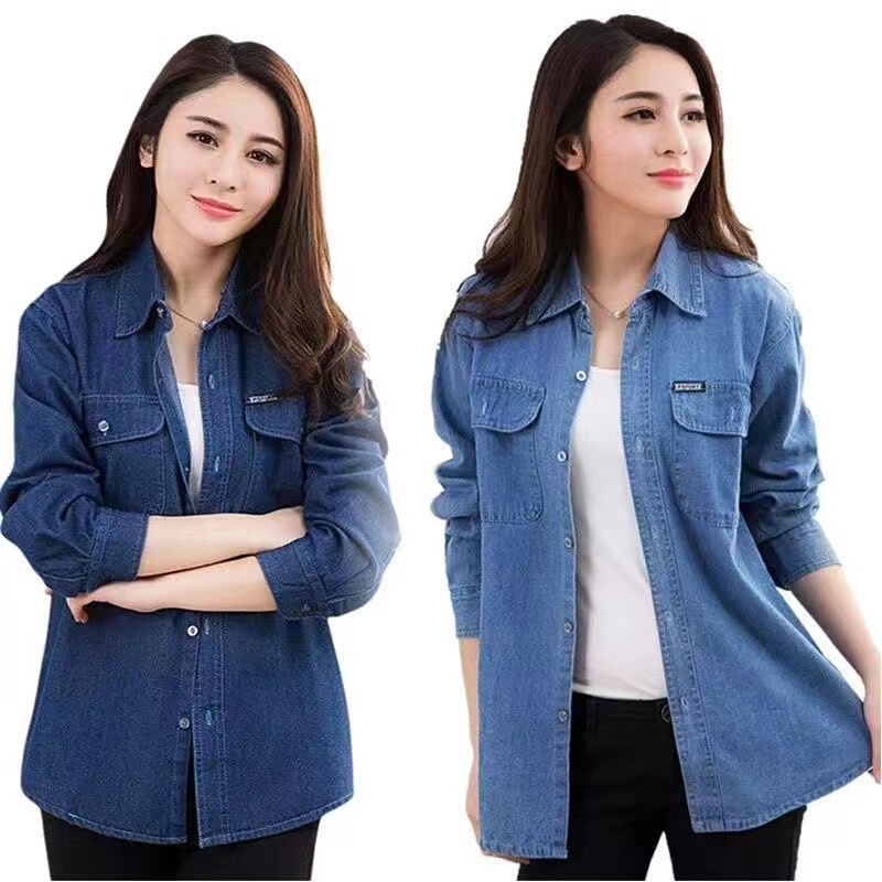 2026 Spring and Autumn New Denim Shirt for Women, Korean Style Loose Summer Mid-Length Casual Shirt Workwear Jacket for Women