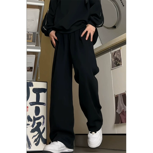 Черные джинсы, длинные штаны, свободный прямой крой, в американском стиле