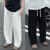 Летние тонкие белые штаны для отдыха, из хлопка и льна, свободный прямой крой