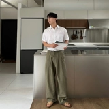 Зеленые летние тонкие штаны для отдыха, в корейском стиле, свободный прямой крой