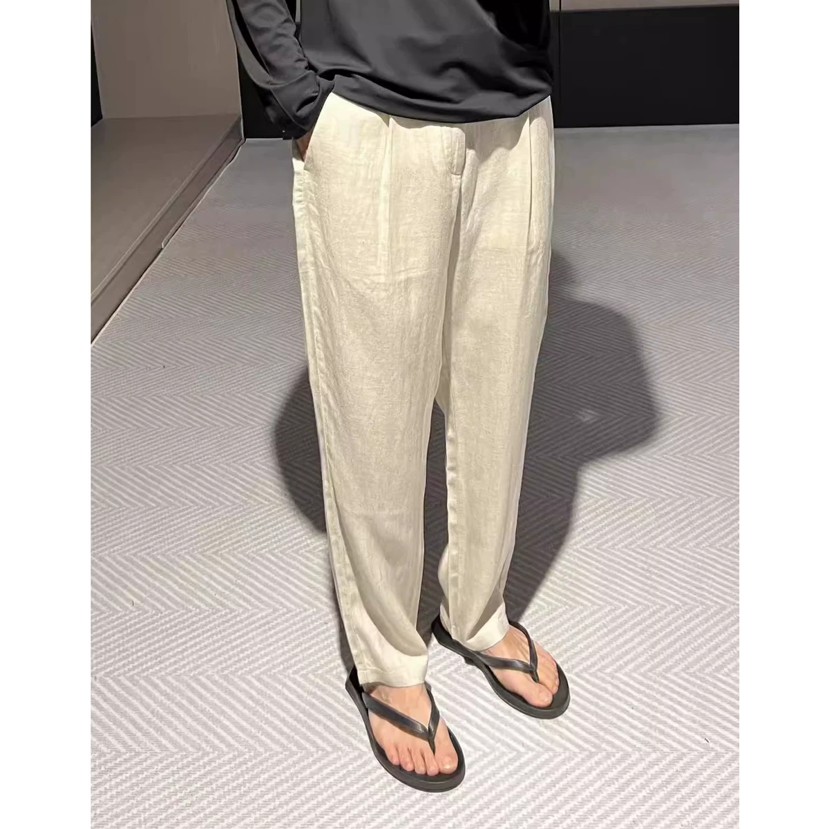 Летние тонкие loose trousers для отдыха, свободный прямой крой
