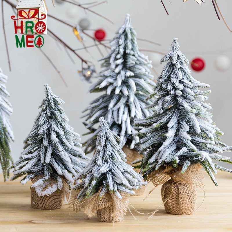 Hromeo Spray Snow Flocking Numb Snowpine Mini Little Christmas Tree Counter Shop Window Tabletop Pendulum accessories