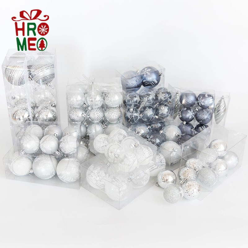 Silver metal grey transparent plated ball Christmas ball package Christmas tree pendant suspended ceiling Christmas decorations