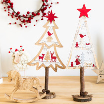 Hromeo ins wooden Christmas tree desktop ornaments old Elk Trojan horse scene arrangement Christmas decorations