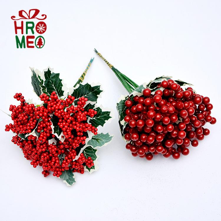 Hromeo Christmas Harry Leaf Green Leaves Red Fruit Cuttings Christmas Ornament Accessories