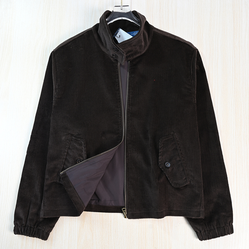 Siqi Women's Clothing 2511/17 American Single Embroidery Corduroy Cotton Two-Button Stand Collar Zipper Casual Jacket Coat