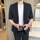 Летний тонкий трендовый комплект, пиджак классического кроя для отдыха, в корейском стиле, короткий рукав