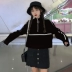 2018 đầu thu mới phong cách Harajuku nửa cổ áo dây kéo phần mỏng áo len nữ hip-hop cá tính áo sơ mi nữ ngắn áo kiểu nữ đẹp tuổi 50 Áo len