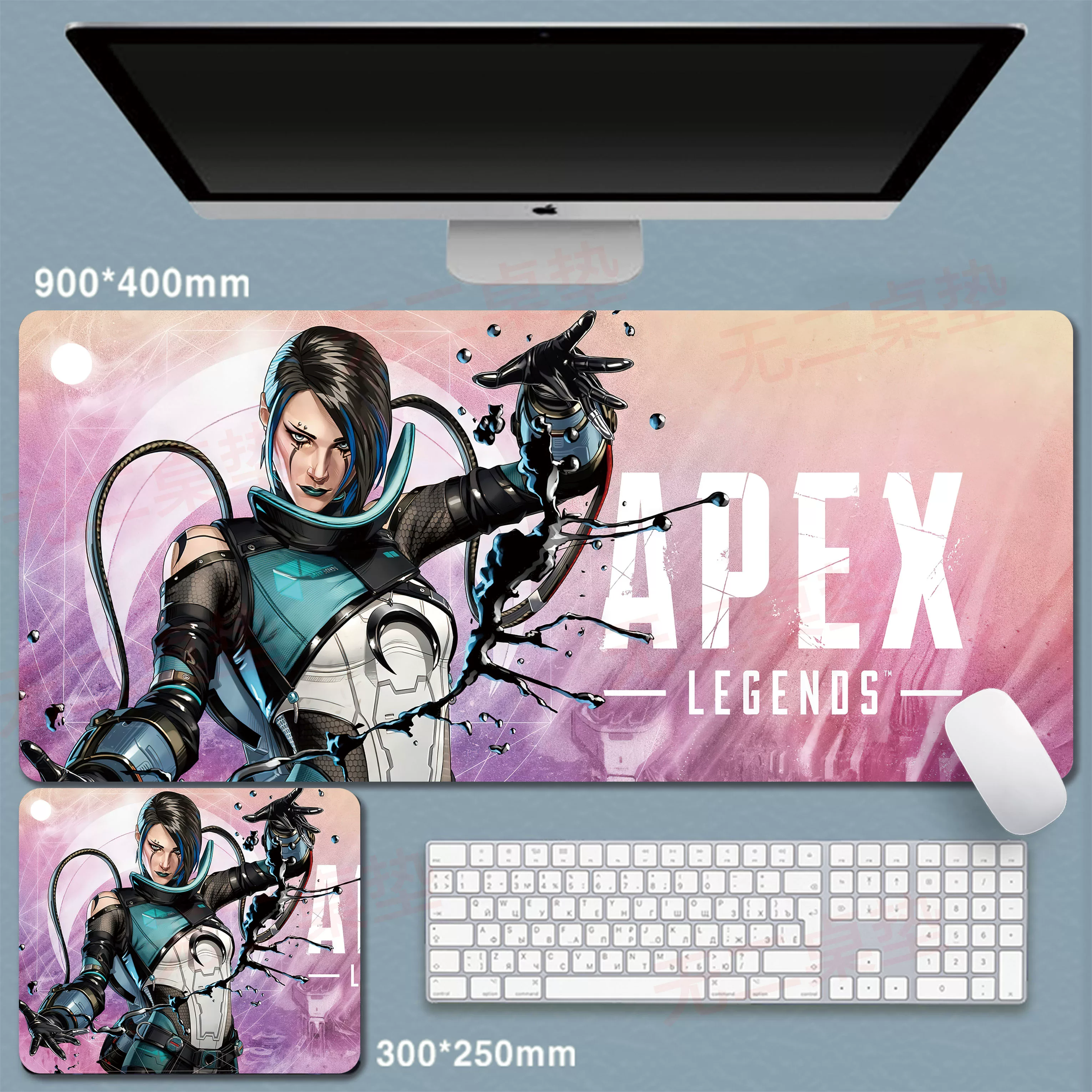 Сверхбольшая игровая мышиная подложка APEX с подписью, анимация персонажа, киберспорт, интернет-кафе, офис, компьютерный стол, подложка для мыши на заказ
