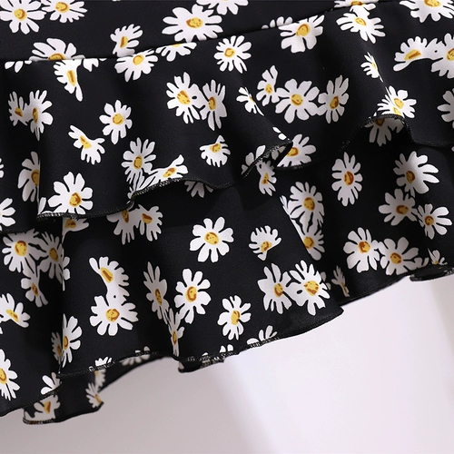 Летняя юбка, шифоновая мини-юбка, 2020, высокая талия, цветочный принт, крой «рыбий хвост», А-силуэт, подходит для подростков, с акцентом на бедрах