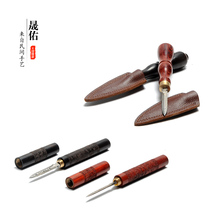 Shengyou black sandalwood Damascus Puer tea knife stainless steel tea needle hand-opened black tea brick tea Cone tea ceremony accessories