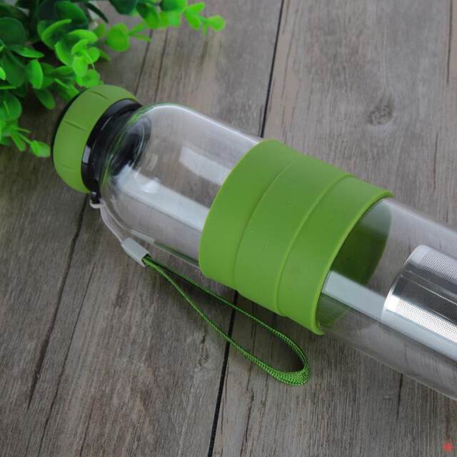 Stainless Steel Tea and Water Separation Cup, Portable Single/Double-Layer Glass Water Cup, Fresh Multi-Color Glass Cup with Carrying Strap, Cute