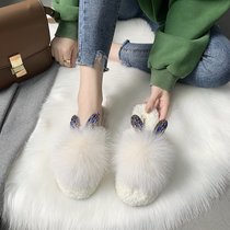 Autumn fur shoes 2020 new net red hair fur slippers women wear fashion women shoes chic rabbit fur cotton slippers winter