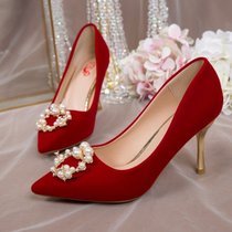 Xiuhe wedding shoes 2021 new spring big red heels Women wedding bridal shoes Chinese red shoes