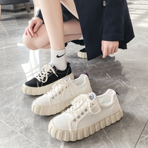 Biscuit canvas shoes womens ulzzang2021 new Korean version of spring Joker explosion small white board shoes Childrens tide