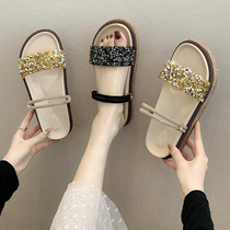 Thick soled two sandals women 2021 summer new chic Joker student muffin retro with skirt sandals