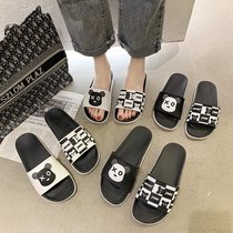 Couple cute cartoon slippers female ins tide 2021 New Home non-slip flat Joker outside wear a word