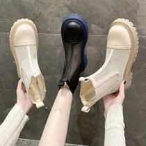 Net gauze Martin boots female summer thin breathable hollow cool boots 2021 new spring and autumn single boots thick bottom mesh short boots