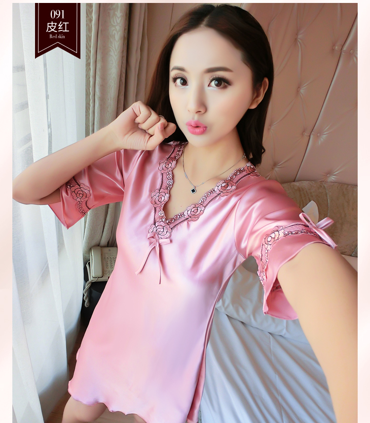 Váy ngủ nữ mùa hè băng lụa bộ đồ ngủ nữ mùa hè gợi cảm ren tươi công chúa mỏng phần rộng đầm lụa - Đêm đầm váy nhung cao cấp