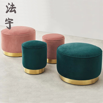 Nordic simple round stool designer creative personality modern sofa stool low stool fashion fabric foot stool makeup stool