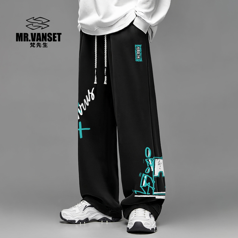 Mr. Vanset 2026 New Men's Casual Pants, Loose Straight-Leg Fleece-Lined Sports Trousers for Spring and Autumn