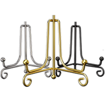 Simple decorative disc porcelain plate holder display stand clock bracket plate rack photo frame certificate holder iron shelf