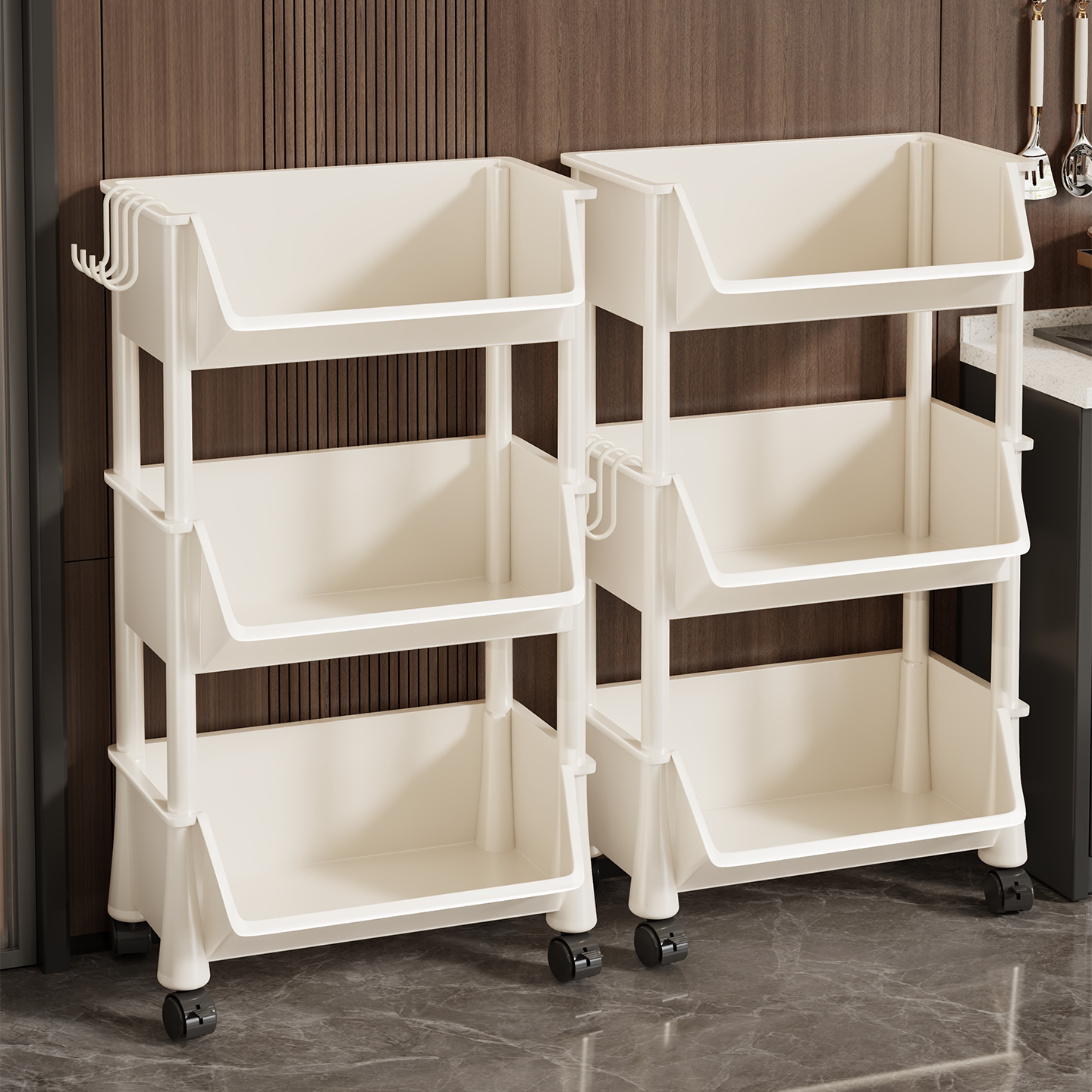 厨房置物架多层落地小推车收纳架家用可移动放果蔬菜篮架子零食架