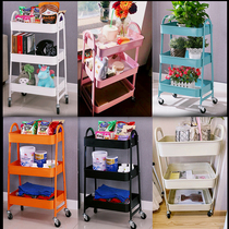 Storage rack Floor-to-ceiling bedroom kitchen trolley Beauty nail storage rack Removable bathroom wheeled trolley shelf