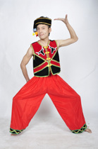 Yunnan ethnic minority Wa mens clothing cucurbit dance performance costume Niu Tau stage performance costumes
