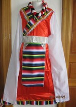 Girls Tibetan stage performance costumes ethnic minority children Tibetan costumes ethnic dance costumes Red