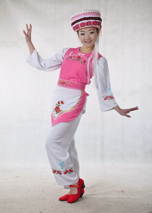 Hulusi Stage Performance Dress Yunnan Minority White Women's Dress Dance Performance Women's Dress Pink