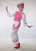 Hulusi stage performance costumes Yunnan minority Bai womens clothing dance performance Womens pink