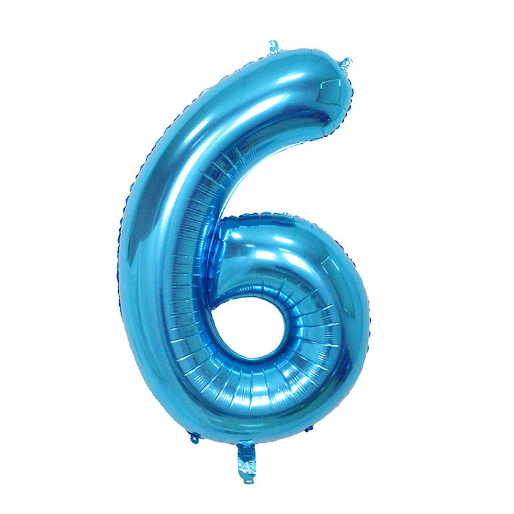 Dark Blue & Blue 6children One year old adult birthday arrangement Decorative articles 32 inch Aluminum film number balloon Cartoon originality party decorate