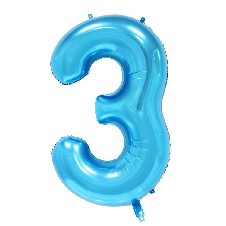 Peacock Blue & Blue 3children One year old adult birthday arrangement Decorative articles 32 inch Aluminum film number balloon Cartoon originality party decorate