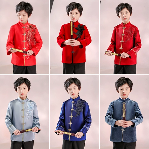 Детский костюм для мальчиков для школьников, платье, комплект, детская одежда, китайский стиль