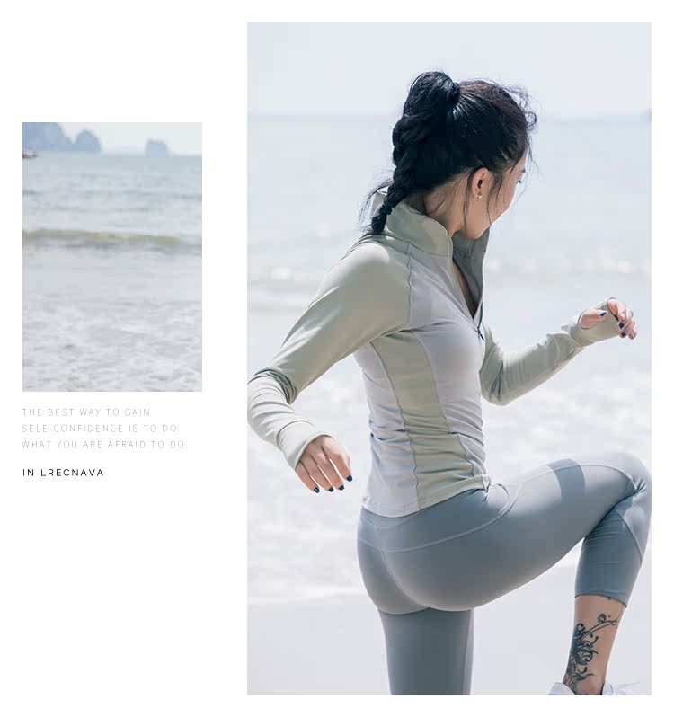 L RECNAVA Quần áo yoga đứng đầu áo thun nữ dài tay mùa thu đông và quần áo thể thao quần áo nhanh khô áo ba lỗ nam the thao