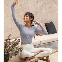 Rui Ke LRECNAVA slim nude yoga clothes top tight elastic T-shirt autumn winter sports with chest pad long sleeve