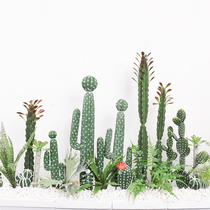 Simulated style green plant set bionic cactus landscape combination B&B window decoration cactus column landscaping fake plants
