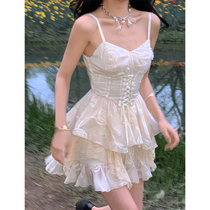 Aunt Barbie Aunt Strap Dress Woman 2022 Summer New Design Sense Princess First Love Nepotism Dress Rose Crus Short Skirt