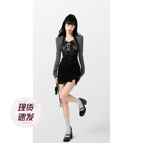 Подтяжки, весеннее трикотажное платье, 2023, в корейском стиле, с акцентом на бедрах