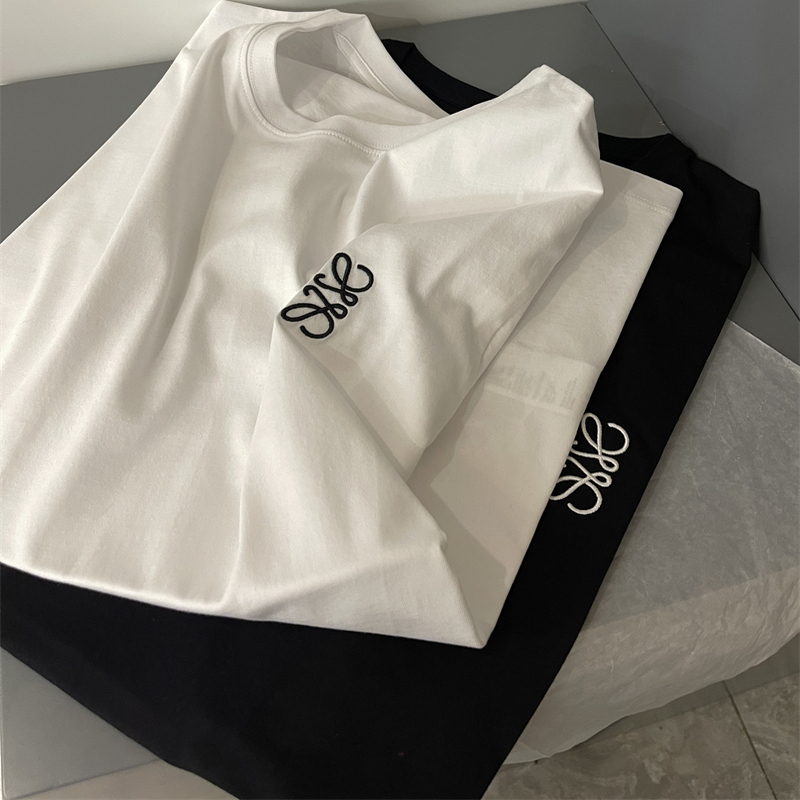 Tiand8/15 Popular Men's Embroidered White Short-Sleeve T-Shirt Women's 2025 Summer New Light Luxury High-End Top