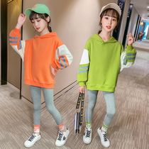 Girl set Net red autumn 2021 new foreign style little girl Autumn Korean fashion sportswear two-piece tide
