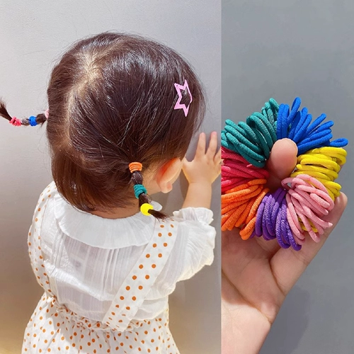 黄小妞 Детская маленькая радужная безвредная резинка для девочек, не повреждает волосы