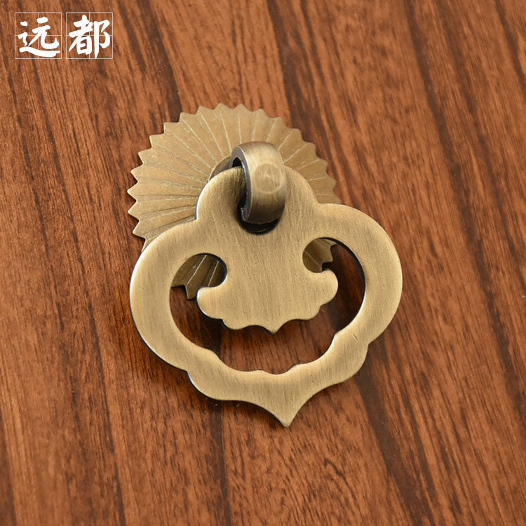 Chinese antique pure copper handle classical furniture bookcase wardrobe cabinet door handle medicine cabinet drawer tag handle