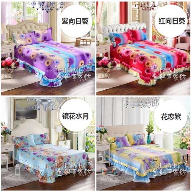Váy ngủ cotton đơn mảnh twill chà nhám dày 1,5 m 1,8 / 2,0m giường vườn gió bông trải giường đặc biệt - Váy Petti váy giường
