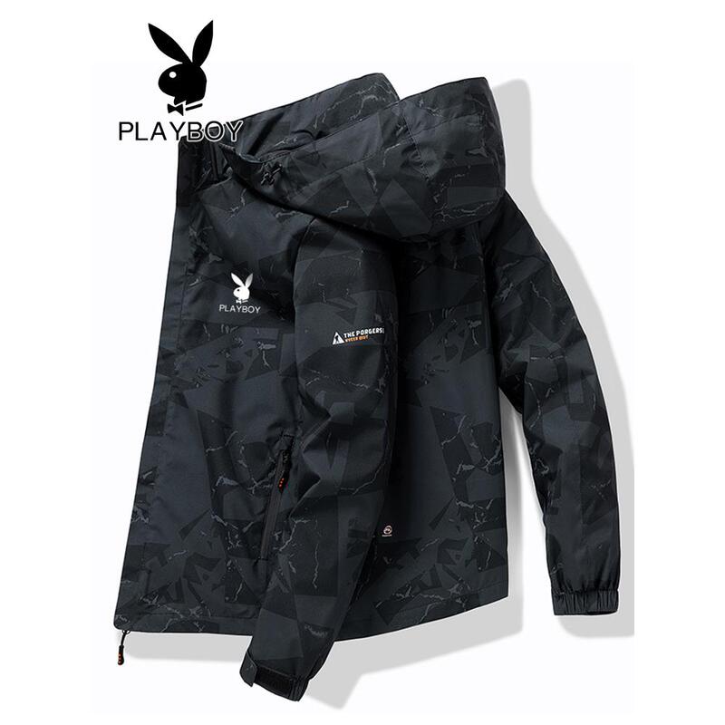 Playboy Jacket Men's Spring and Autumn Fashion Camouflage Waterproof Jacket Men's Casual Sports Fleece-Lined Jacket Trendy Playboy Jacket Men's Spring and Autumn Fashion Camouflage Waterproof Jacket Men's Casual Sports Fleece-Lined Jacket Trendy