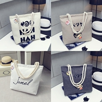 New Korean version of simple letter Fashion wind ins canvas bag female shoulder bag shopping bag shoulder student canvas bag