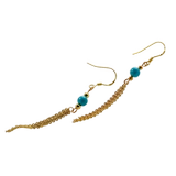 品松 Бирюзовые серьги, длинная инкрустация камня, 2019